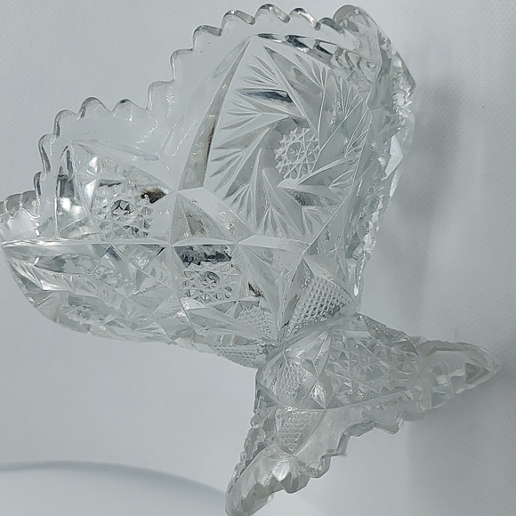 Vintage Clear Glass Footed Compote/Pedestal Candy Dish by Nucut - Picture 4 of 6